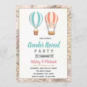 Travelling gender reveal invitation