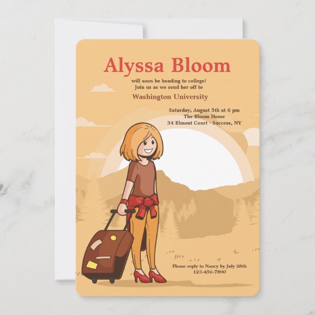 Travelling Girl Invitation (Front)