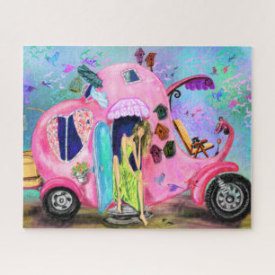 Travelling Girl Pink Elephant Motorhome Puzzle