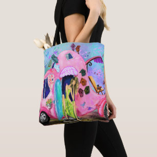 Travelling Girl Pink Elephant Motorhome Tote Bag