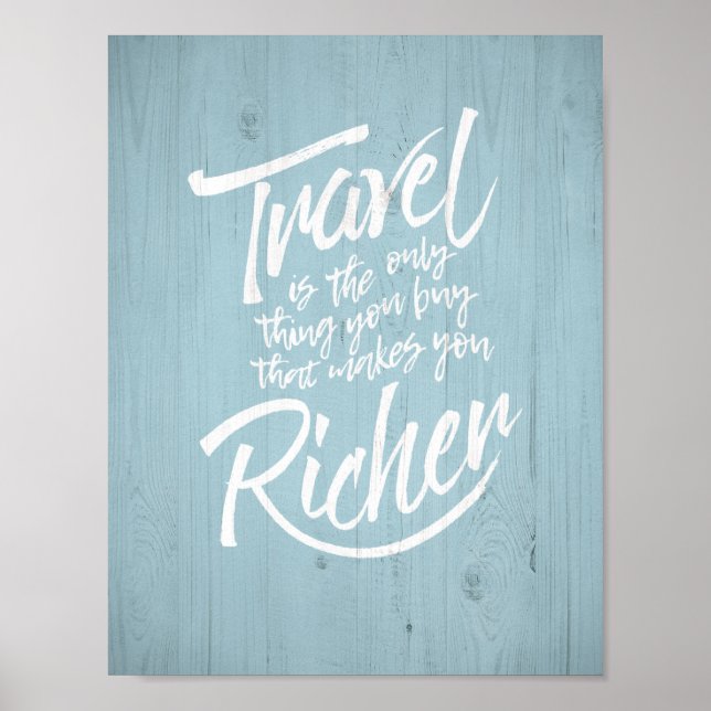 Travelling quote - rustic wood design poster (Front)