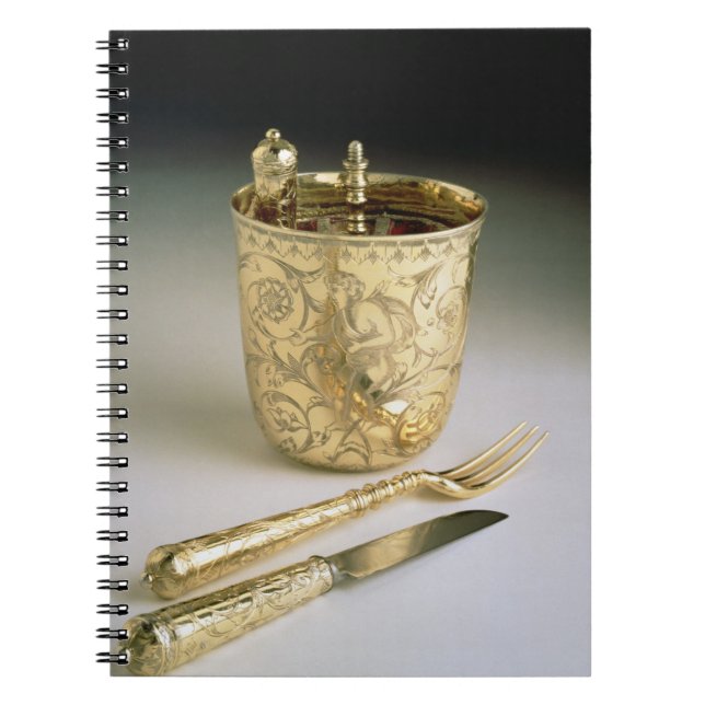 Travelling set of a knife, fork, spoon and beaker, notebook (Front)