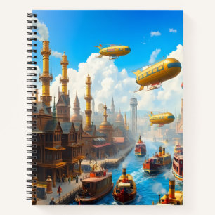 Travelling Through Steampunk City Notebook