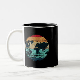 Travelling Traveller Countries Cartography Retro W Two-Tone Coffee Mug