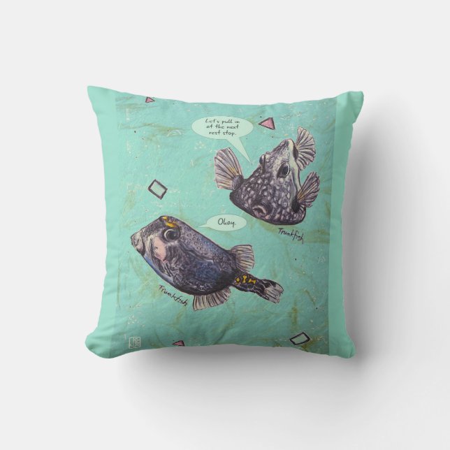 Travelling Trunkfish 16"x16" throw pillow (Front)