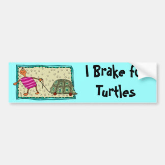 Travelling Turtle - I Brake for Turtles Bumper Sticker