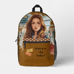 Travelling, Wanna go on a Trip Together ? Printed Backpack