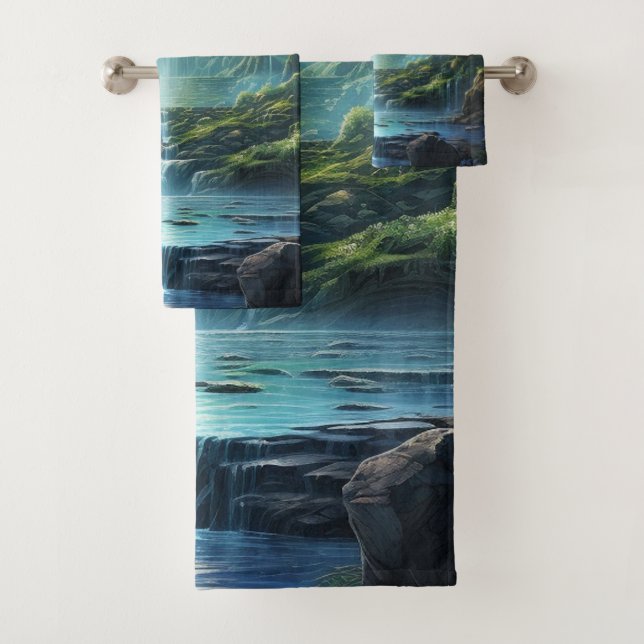 Travelling Waterfall Destination of Our World Bath Towel Set (Insitu)