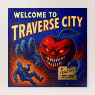 TRAVERSE CITY 20 X 20 INCH JIGSAW PUZZLE. PUZZLE