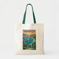 Traverse City Lake Michigan Illustration Travel