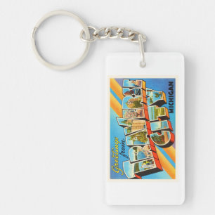 Traverse City Michigan MI Vintage Travel Souvenir Key Ring