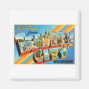 Traverse City Michigan MI Vintage Travel Souvenir Magnet