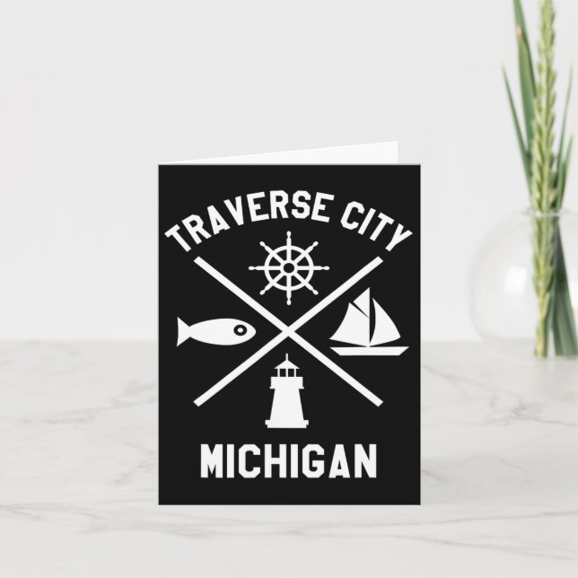 Traverse City Northern Michigan Tee Sailing Boatin Card (Front)