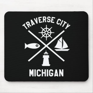 Traverse City Northern Michigan Tee Sailing Boatin Mouse Mat