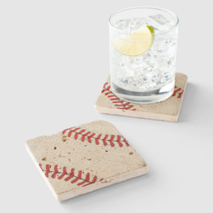 Travertine Baseball Coasters with Old Vintage Look
