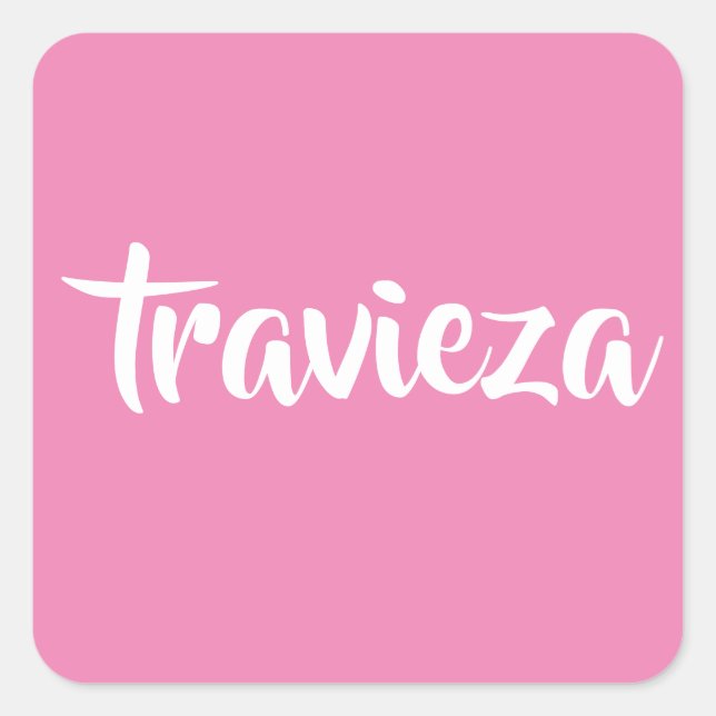 travieza button keychain square sticker (Front)