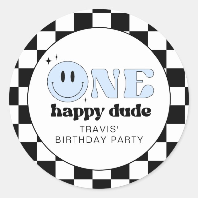 TRAVIS One Happy Dude Smile Face Birthday Classic Round Sticker (Front)