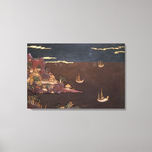 Tray with marine scene canvas print (Front)