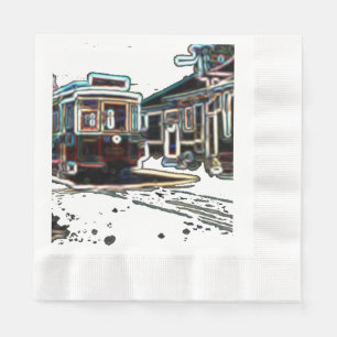 TRC Neon streetcar at stn Luncheon Paper Napkin