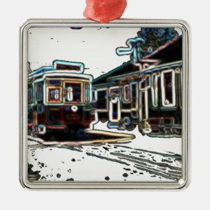 TRC Neon streetcar at stn Square Premium Ornament