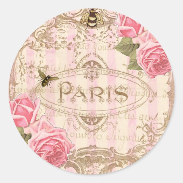 Tre Chic Paris Rose Stickers or Envelope Seals (Front)