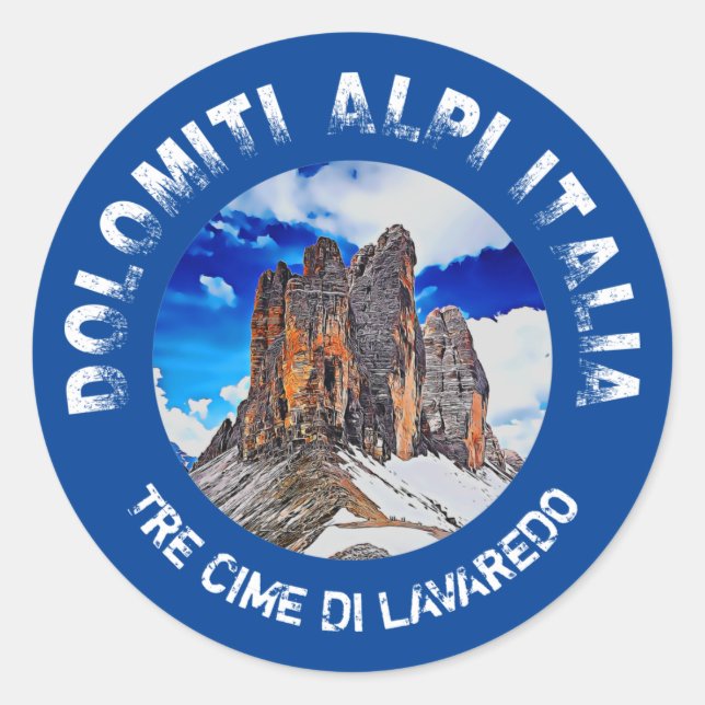 Tre Cime di Lavaredo. Dolomiti. Italia. Classic Round Sticker (Front)