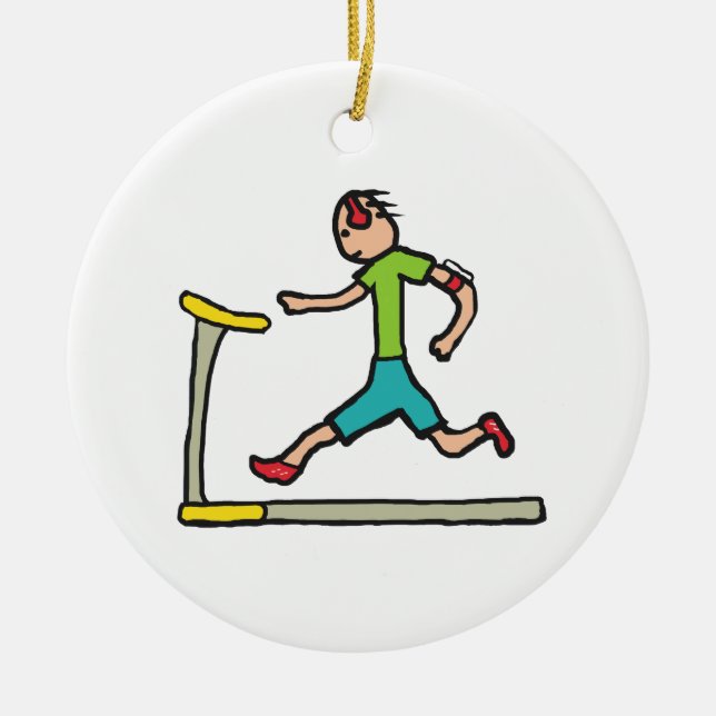 Treadmill Running Ceramic Tree Decoration (Front)