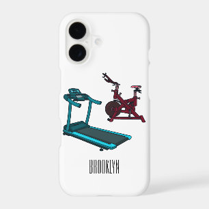 Treadmill & spinning bike cartoon illustration