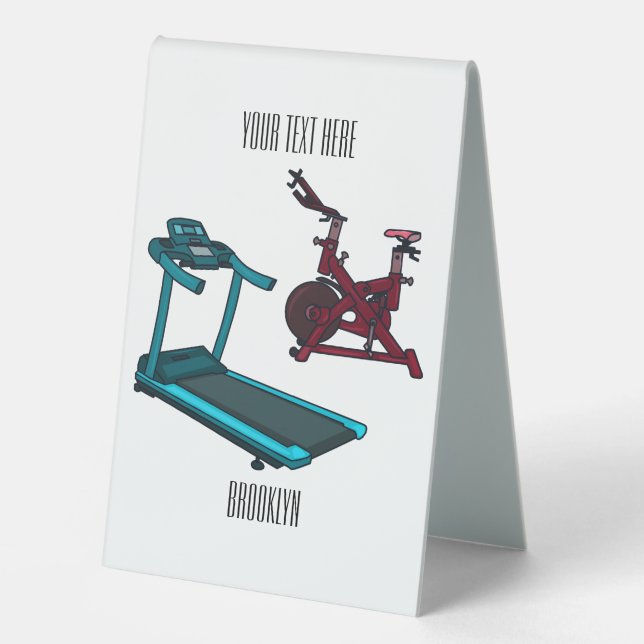 Treadmill & spinning bike cartoon illustration (Front)