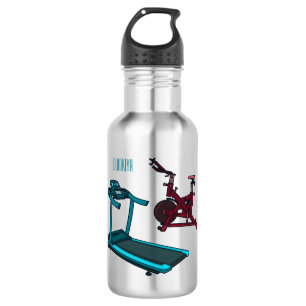 Treadmill & spinning bike cartoon illustration 532 ml water bottle