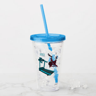 Treadmill & spinning bike cartoon illustration acrylic tumbler