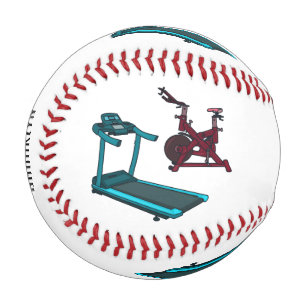 Treadmill & spinning bike cartoon illustration baseball