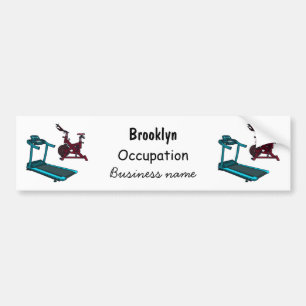Treadmill & spinning bike cartoon illustration bumper sticker