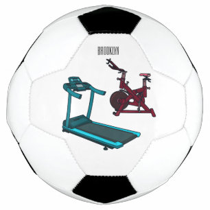Treadmill & spinning bike cartoon illustration football