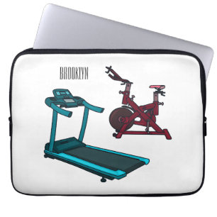 Treadmill & spinning bike cartoon illustration laptop sleeve