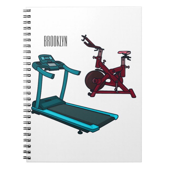 Treadmill & spinning bike cartoon illustration notebook (Front)