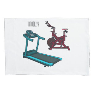 Treadmill & spinning bike cartoon illustration pillowcase