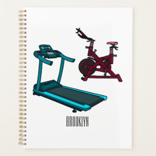 Treadmill & spinning bike cartoon illustration planner