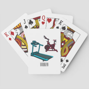 Treadmill & spinning bike cartoon illustration playing cards