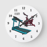 Treadmill & spinning bike cartoon illustration