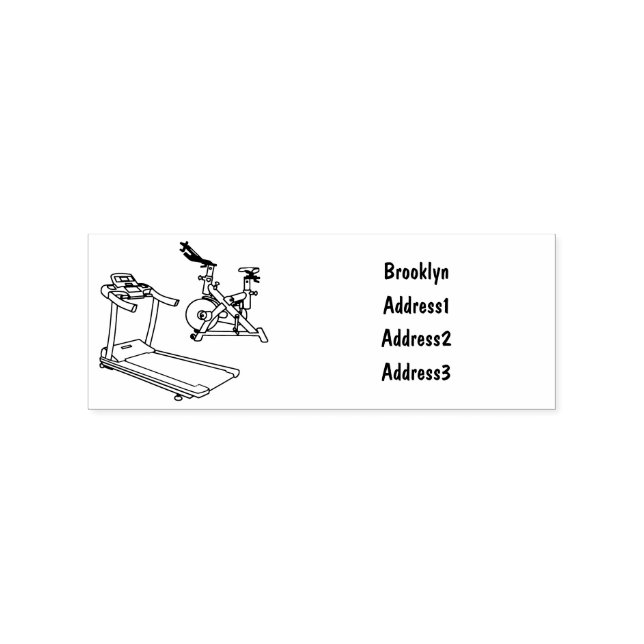 Treadmill & spinning bike cartoon illustration rubber stamp (Imprint)