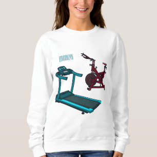 Treadmill & spinning bike cartoon illustration sweatshirt