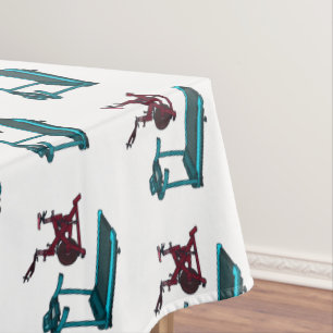 Treadmill & spinning bike cartoon illustration tablecloth