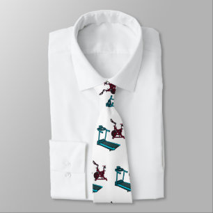 Treadmill & spinning bike cartoon illustration tie
