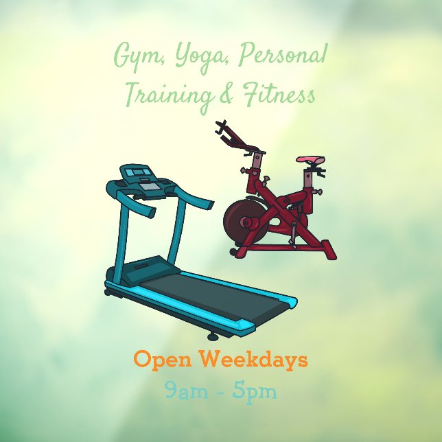 Treadmill & spinning bike cartoon illustration window cling (Sheet 3)