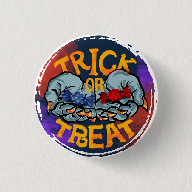 Treak or Treat Scary Halloween Pumpkin   3 Cm Round Badge (Front)