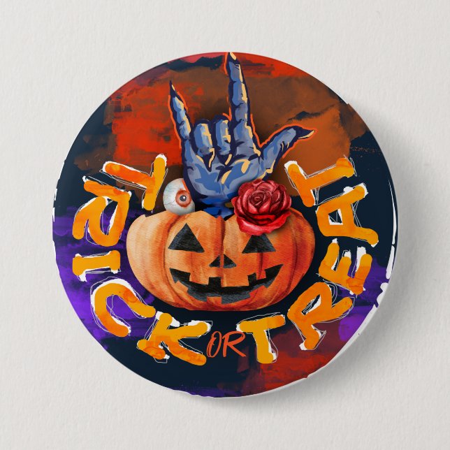 Treak or Treat Scary Halloween Pumpkin  7.5 Cm Round Badge (Front)