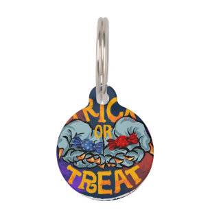 Treak or Treat Scary Halloween Pumpkin   Pet Tag