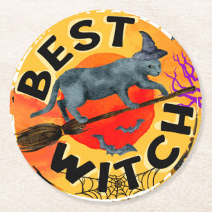 Treak or Treat Scary Halloween Pumpkin Round Paper Coaster