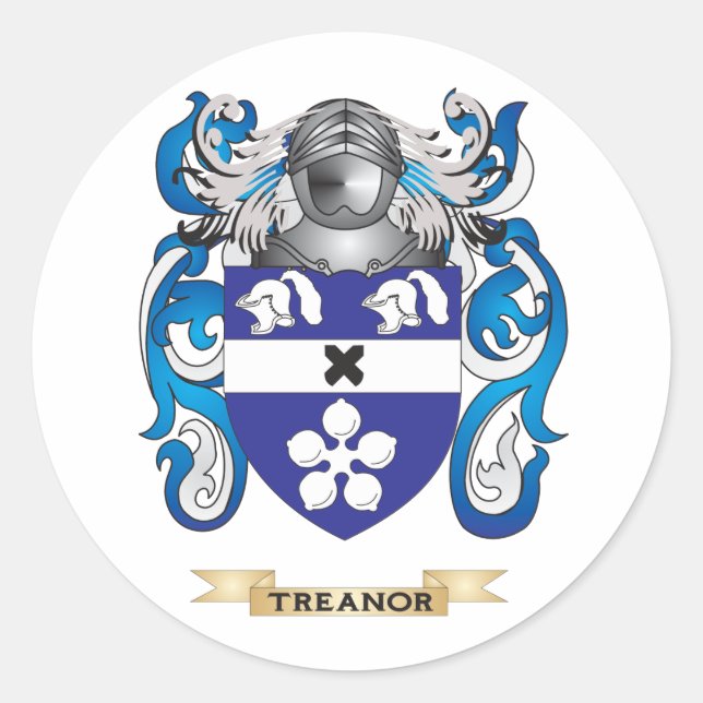 Treanor Family Crest (Coat of Arms) Classic Round Sticker (Front)